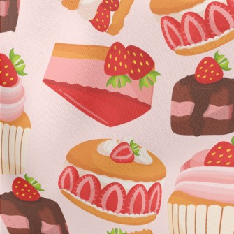 Strawberry Desserts Lightweight Cotton Poplin