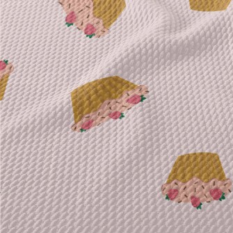 Cute Strawberry Pink Cream Cak Birdseye Piqué