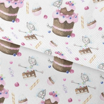 Hand Drawn Plum Cake And Cat Waterproof Oxford