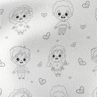 Simple Lines Girl And Boy Waterproof Canvas
