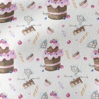 Hand Drawn Plum Cake And Cat Waterproof Canvas