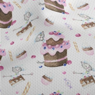 Hand Drawn Plum Cake And Cat Athletic Mesh Flat Back