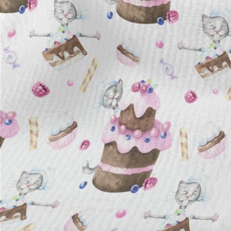 Hand Drawn Plum Cake And Cat Terry