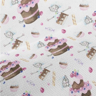 Hand Drawn Plum Cake And Cat Performance Linen