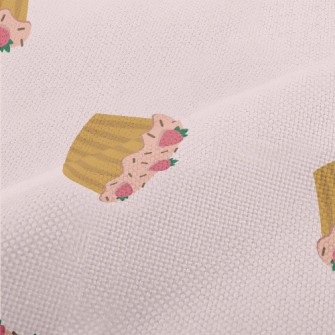 Cute Strawberry Pink Cream Cak Performance Linen