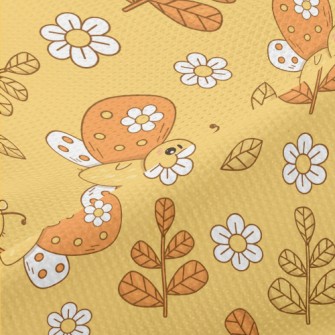 Cute Flowers And Butterflies Piqué
