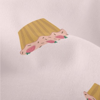 Cute Strawberry Pink Cream Cak Lightweight Performance Linen