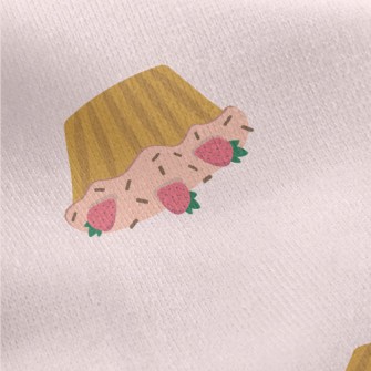 Cute Strawberry Pink Cream Cak Jersey Backed Fleece