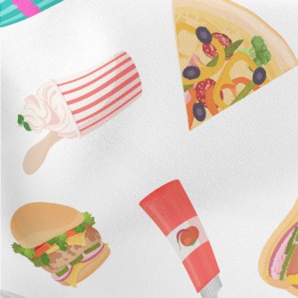American Fast Food And Dessert Lightweight Cotton Poplin