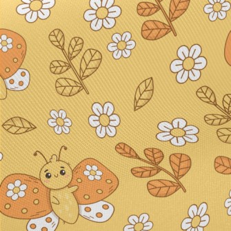 Cute Flowers And Butterflies Midweight Cotton Poplin
