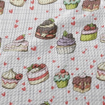 Hand Drawn Various Cupcakes An Birdseye Piqué