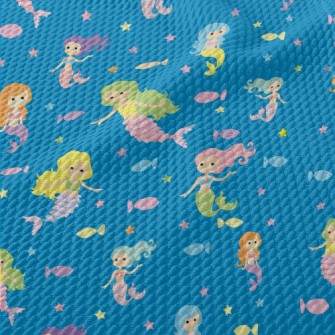 Cartoon Different Mermaids And Birdseye Piqué