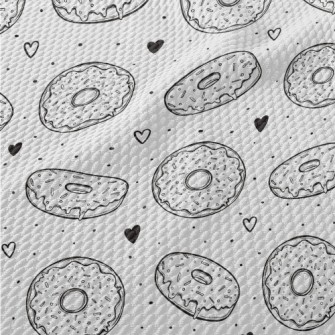 Simple Donuts And Love Hearts Birdseye Piqué