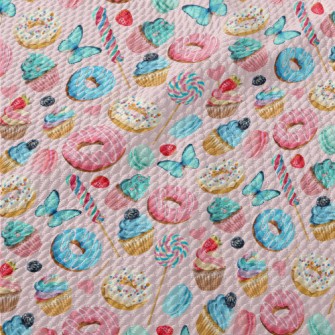 Cute Little Cake Candy Donut Birdseye Piqué