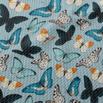 Different Colorful Butterflies Birdseye Piqué