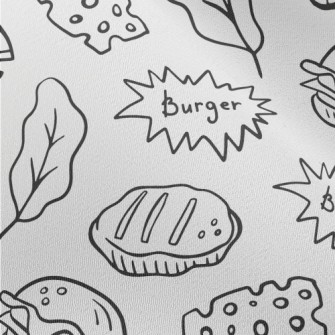 Line Hamburger Cheese Leaves Chiffon