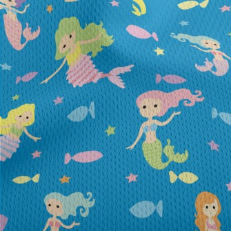 Cartoon Different Mermaids And Athletic Mesh Flat Back