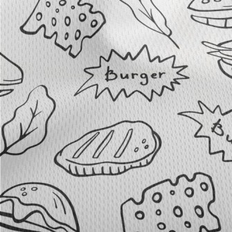Line Hamburger Cheese Leaves Athletic Mesh Flat Back
