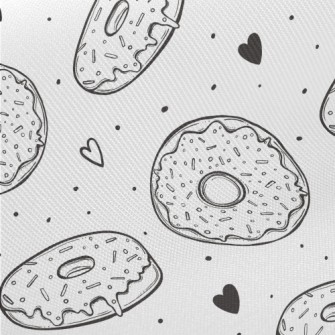 Simple Donuts And Love Hearts Twill