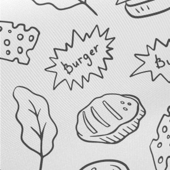 Line Hamburger Cheese Leaves Twill