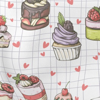 Hand Drawn Various Cupcakes An Stretch Ponte