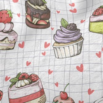 Hand Drawn Various Cupcakes An Minky