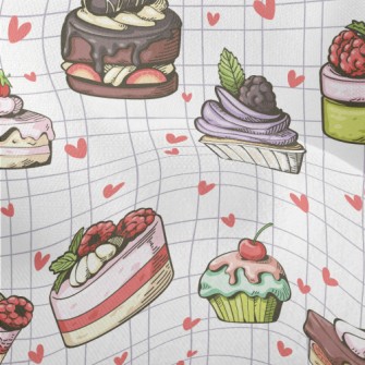 Hand Drawn Various Cupcakes An Lightweight Performance Linen