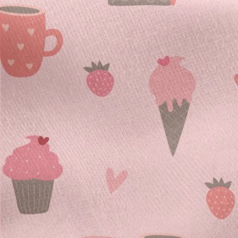 Pink Ice Cream Cake Cup Jersey Backed Fleece