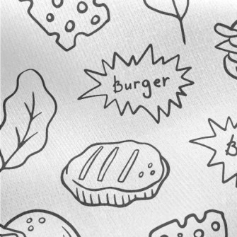 Line Hamburger Cheese Leaves Jersey Backed Fleece