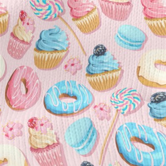 Various Small Cakes, Flowers A Stretch Jersey