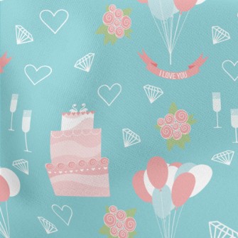 Wedding Pink Cake Balloons Ros Lightweight Cotton Poplin