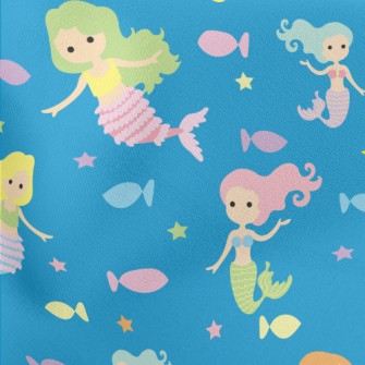 Cartoon Different Mermaids And Lightweight Cotton Poplin