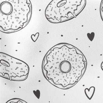 Simple Donuts And Love Hearts Lightweight Cotton Poplin