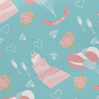 Wedding Pink Cake Balloons Ros Midweight Cotton Poplin