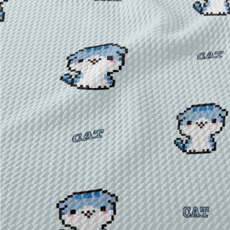 Cartoon Pixel Cat Birdseye Piqué