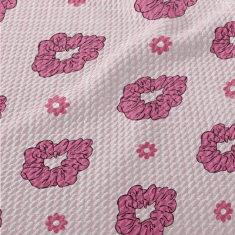 Bright Pink Hairband Flowers Birdseye Piqué
