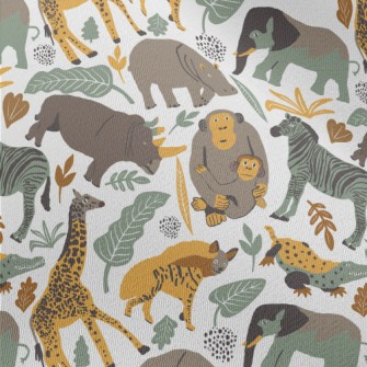 Hand Drawn Realistic Animals Chiffon