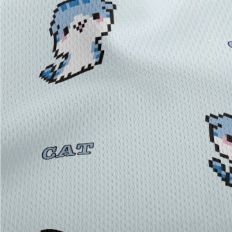 Cartoon Pixel Cat Athletic Mesh Flat Back