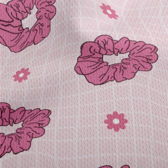 Bright Pink Hairband Flowers Athletic Mesh Flat Back
