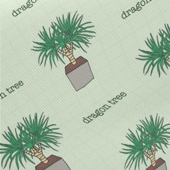 Hand Drawn Potted Dragon Tree Twill
