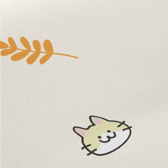 Cute Little Cat And Rice Twill