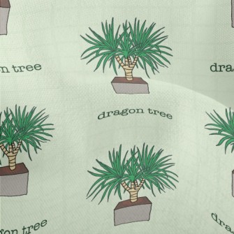 Hand Drawn Potted Dragon Tree Lightweight Performance Linen