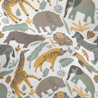 Hand Drawn Realistic Animals Lightweight Performance Linen