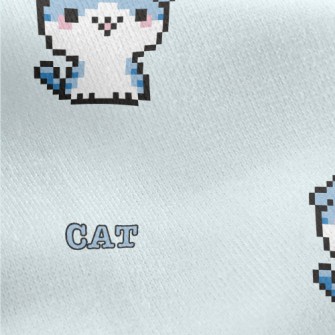 Cartoon Pixel Cat Jersey Backed Fleece