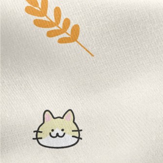 Cute Little Cat And Rice Jersey Backed Fleece