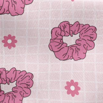Bright Pink Hairband Flowers Jersey Backed Fleece