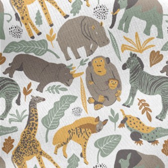 Hand Drawn Realistic Animals Jersey Backed Fleece