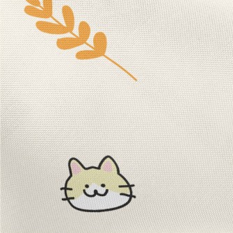 Cute Little Cat And Rice Pongee