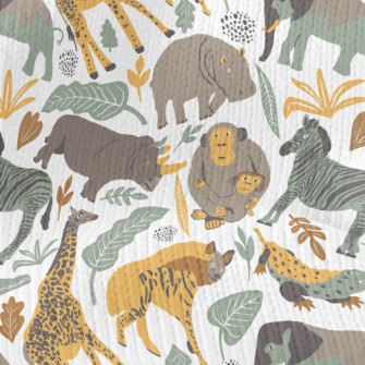 Hand Drawn Realistic Animals Stretch Jersey