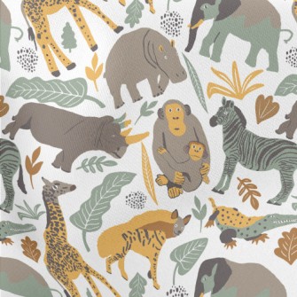 Hand Drawn Realistic Animals Lightweight Cotton Poplin